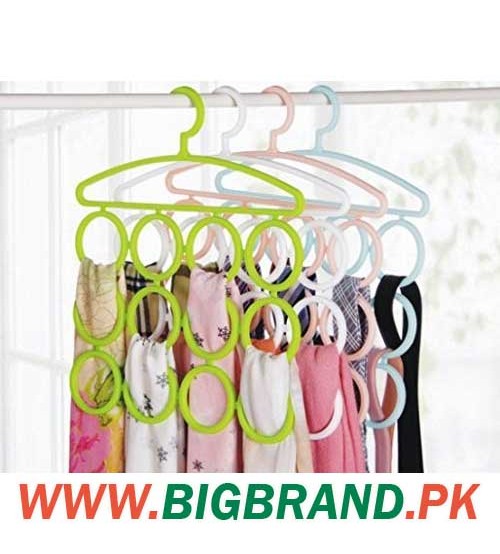 Pack of 4 Multipurpose 12 Rings Plastic Hanger